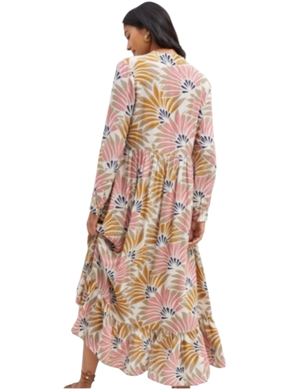MARE MARE x ANTHROPOLOGIE Lynda Boho Long Sleeve Maxi Dress in Pink/Gold Size S - Picture 2 of 12